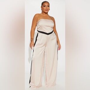 Fashion Nova Cream and Black 2 Piece Set